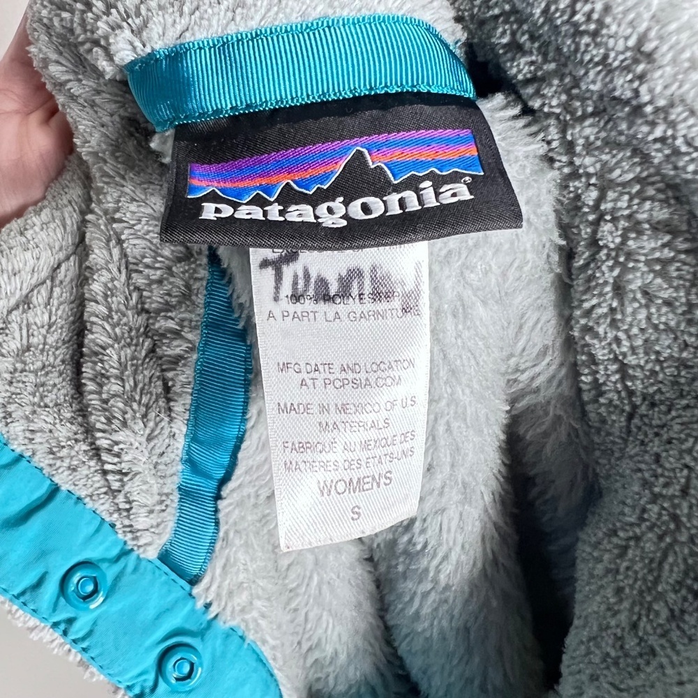 Patagonia Re-Tool Gray Teal Pullover Half Snap Sweater S - Picture 4 of 5